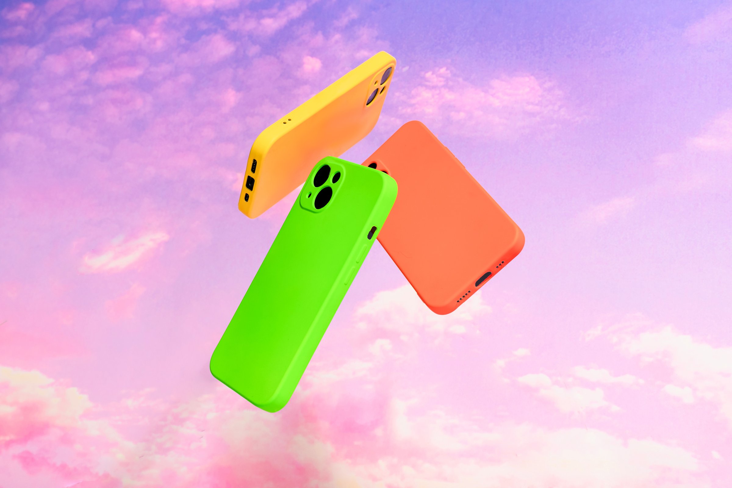 Digital Nature Tech Smartphone with Sky Background